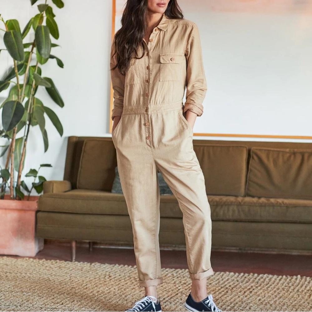 Outerknown S.E.A Jumpsuit Long Sleeve in Sandy